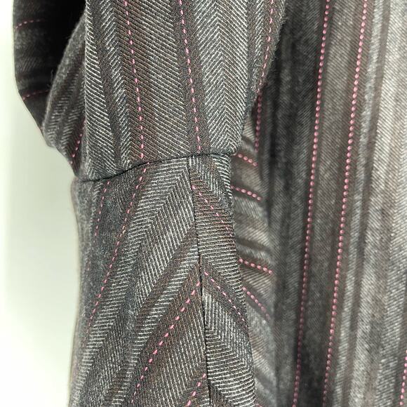 Dark Academia Striped Blazer Size 18 Floral Embroidery - Picture 12 of 16